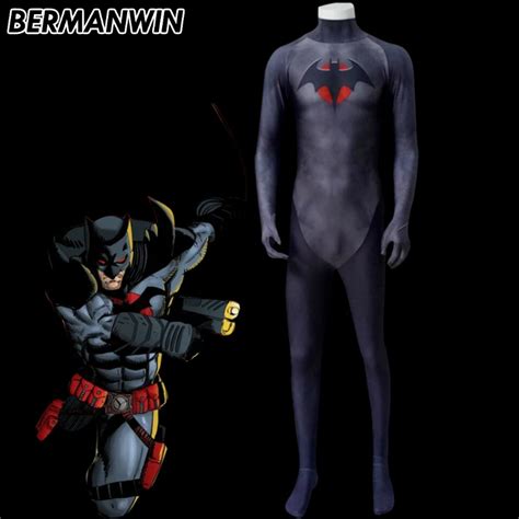 BERMANWIN High Quality Flashpoint Batman Costume 3D Printed Spandex Lycra Batman suit adult men ...