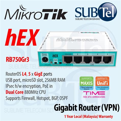 RB750Gr3 Mikrotik hEX Gigabit Router 5 port IPsec VPN QoS Hotspot ...