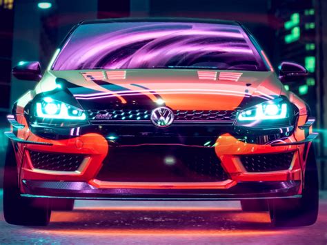 Wallpaper Volkswagen Golf GTI, Volkswagen, Masina, Neon, Backlight, Tuning HD: lat: High ...