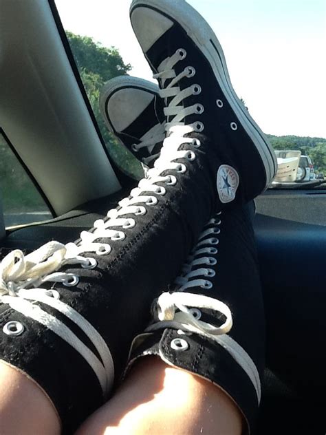 My knee high converse. So cool | Converse boots, Knee high sneakers ...