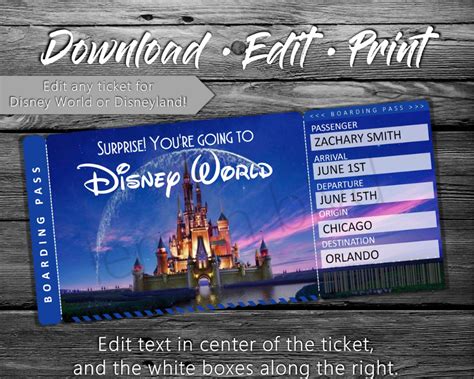 Editable Disney Ticket Template