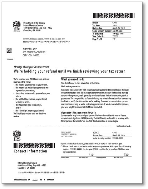 IRS Audit Letter CP05 – Sample 1