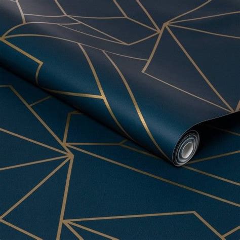 Facet Geometric Peel & Stick Wallpaper Navy/Gold - Project 62™ | Blue and gold bedroom, Blue and ...