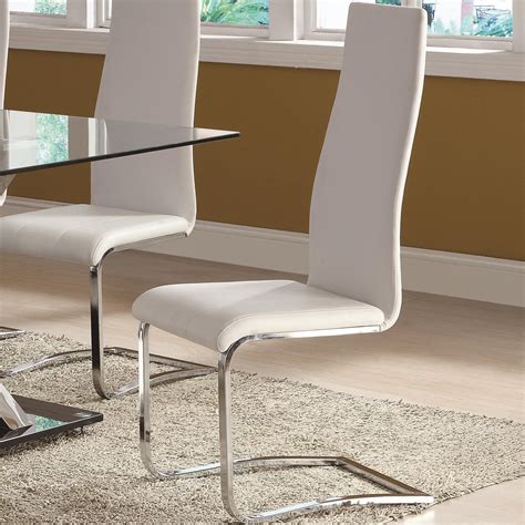 Amazon.com - Coaster 100515WHT Modern Dining White Faux Leather Dining Chair with Chro… | Faux ...