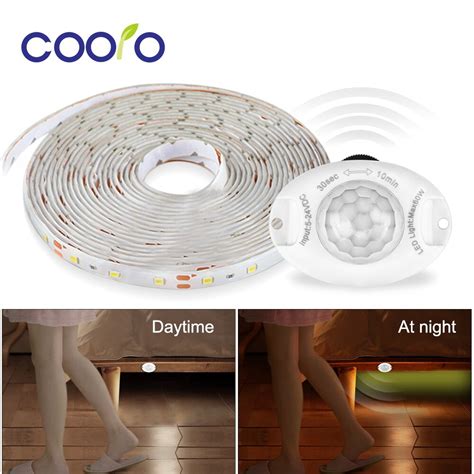 1/2/3/4/5M LED Bed Strip PIR Motion Sensor Strip Light Auto ON/OFF Flexible LED Tape DC12V SMD ...