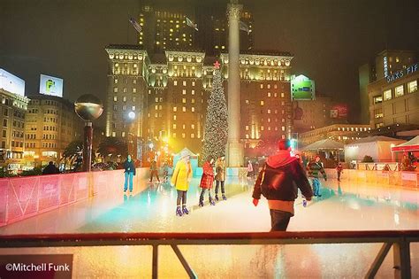 Ice Skating In Union Square During The Holiday Season, San Francisco By ...