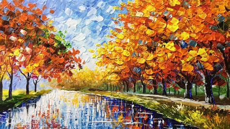 Autumn Beauty Palette Knife Acrylic Painting - YouTube