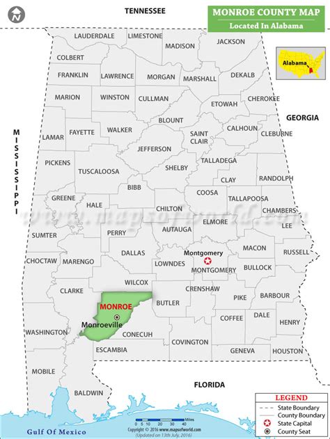 Monroe County Map, Alabama