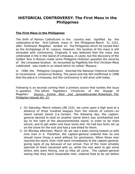 The First Mass in the Philippines - HISTORICAL CONTROVERSY: The First Mass in the Philippines ...