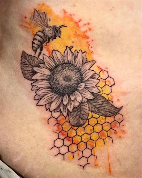 Image result for sunflower with bee tattoo | Honeycomb tattoo, Bee tattoo, Tattoos