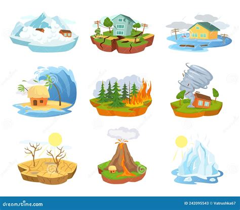 Cartoon Earthquake Disaster Concept Card Poster. Vector | CartoonDealer ...