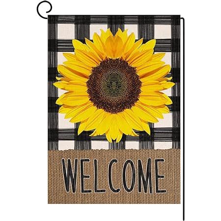 Amazon.com : Spring Summer Sunflower Garden Flag 12x18 Vertical Double Sided Buffalo Floral ...