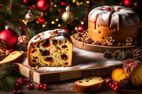 Premium AI Image | Italian cake named panettone typical christmas cake