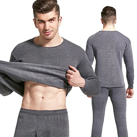 Men's Thermal Underwear Sets 2018 New Winter Warm Thick Thermal Underwear Long Johns Wool Velvet ...