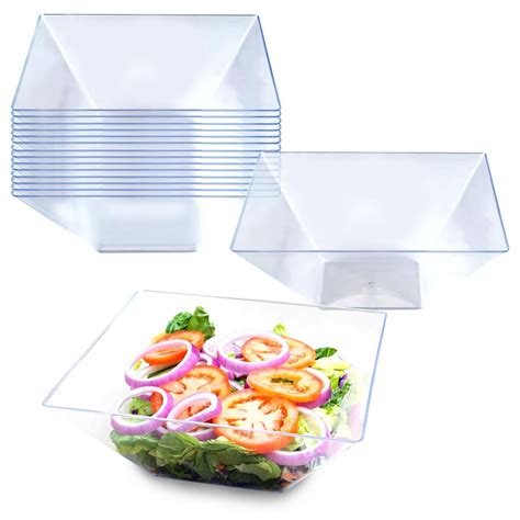 Smarty 4 qt. Clear Square Large Disposable Plastic Serving Bowls 24ct - Walmart.com - Walmart.com