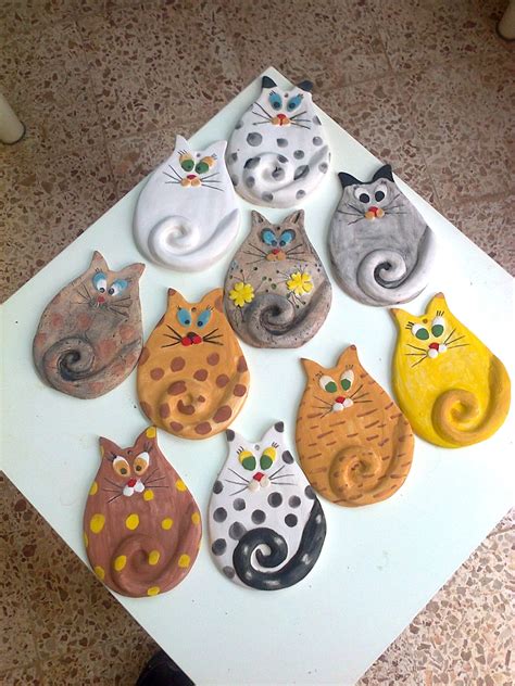 dekoratif kedi figürleri | Clay projects for kids, Clay art projects, Clay crafts for kids