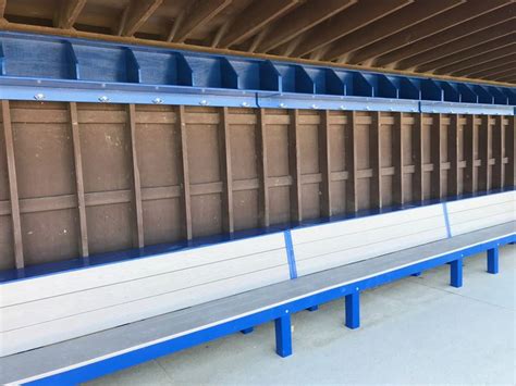 Dugout storage for individual players. Geary rack can have between 5 & 8 cubbies with a handy ...