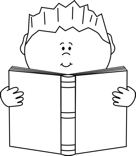 Reading a Book Clip Art Image - black and white ... | Book clip art, Coloring pages, Coloring books