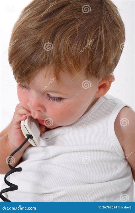 Baby Boy Talking on the Phone Stock Photo - Image of child, mouth: 26797594