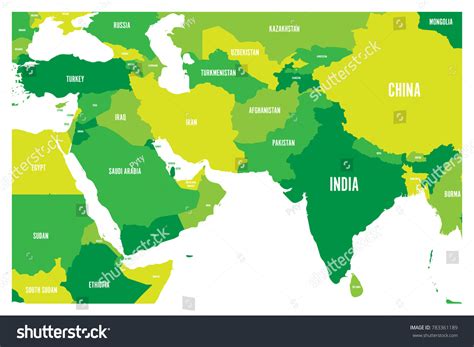 Political Map South Asia Middle East Stock Vector (Royalty Free) 783361189