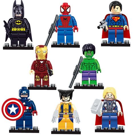 8 pcs/lot Marvel Avengers Super Hero Minifigures Building Blocks Sets Toys Bricks Compatible ...