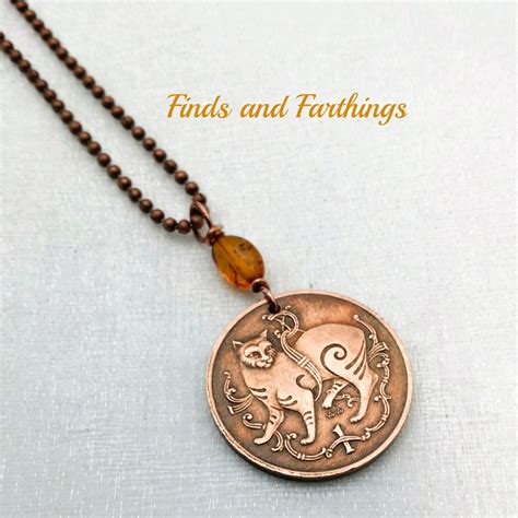 Cat necklace Manx Cat coin pendant Celtic by FindsAndFarthings