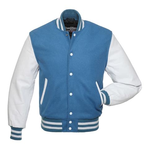 columbia-blue-wool-white-leather-baseball-jacket | Varsity jacket, Leather baseball jacket ...