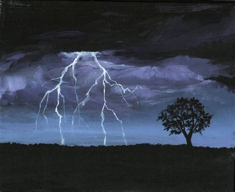 Storm - acrylic painting of lightning. | Landscape paintings acrylic, Canvas art painting ...