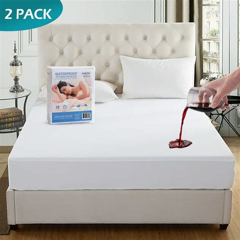 Set of 2 Queen Size Mattress Protectors - 100% Waterproof, Bed Bug Proof - Smooth Mattress ...