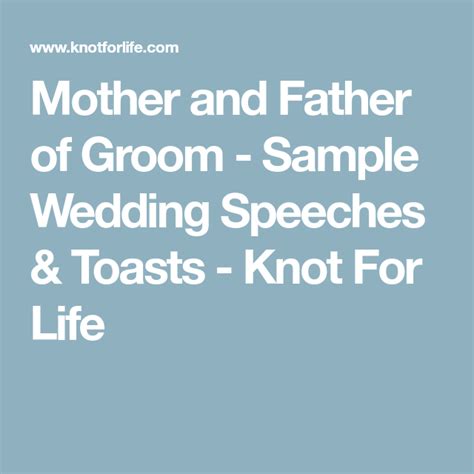 Mother and Father of Groom - Sample Wedding Speeches & Toasts - Knot For Life | Wedding speech ...