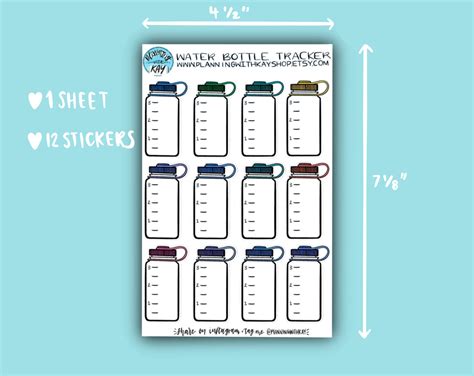 Water Bottle Tracker | Stickers for Planners, Journals & Organizers ...