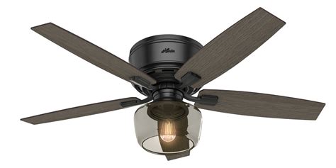 Hunter 53393 52" Bennett Matte Black Ceiling Fan with Light Kit and ...