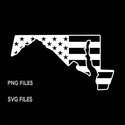 Maryland Shape American Flag Svg Png Jpg Pdf Psd File Types Patriotic Clipart USA State ...