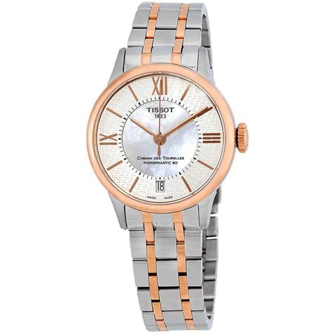 Tissot Chemin Des Tourelles Mother Of Pearl Dial Ladies Watch in Gold ...