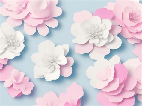 Premium AI Image | Paper flowers on pastel background ai generated