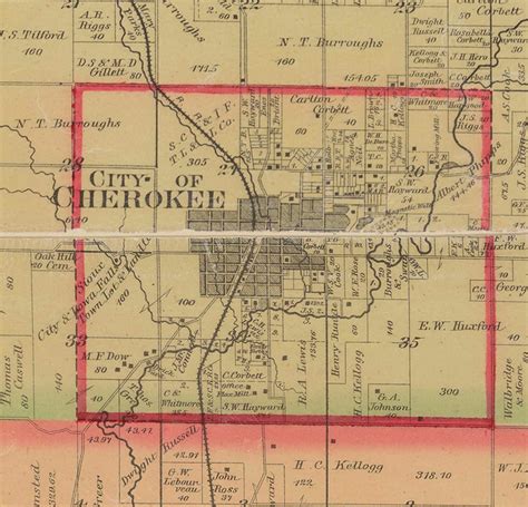 Cherokee County Iowa 1884 Old Wall Map with Landowner Names | Etsy