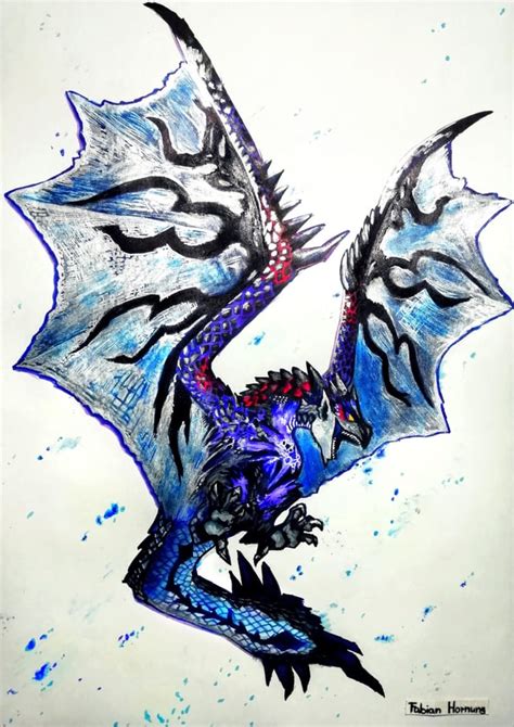 [OC] Silver Rathalos art : r/MonsterHunter