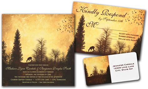 Wedding Cards and Gifts: Rustic Deer in Trees Country Wedding Invitations