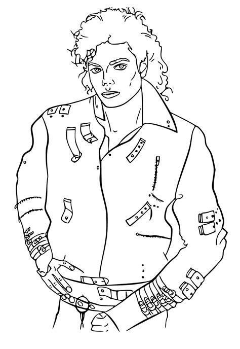 Free Printable Michael Jackson Costume Coloring Page for Adults and Kids - Lystok.com