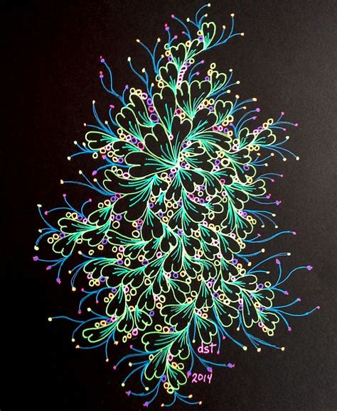 #Sakura Moonlight pens on black paper | Black paper drawing, Zentangle drawings, Tangle art