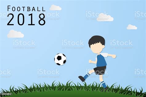 Football Paper Art Illustration Soccer Digital Craft Background Vector Stock Illustration ...