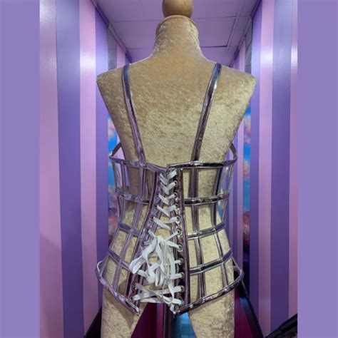 Silver Vogue PVC Caged Corset with Cone Bra