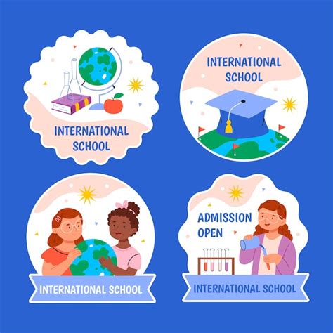 Free Vector | Flat design international school labels