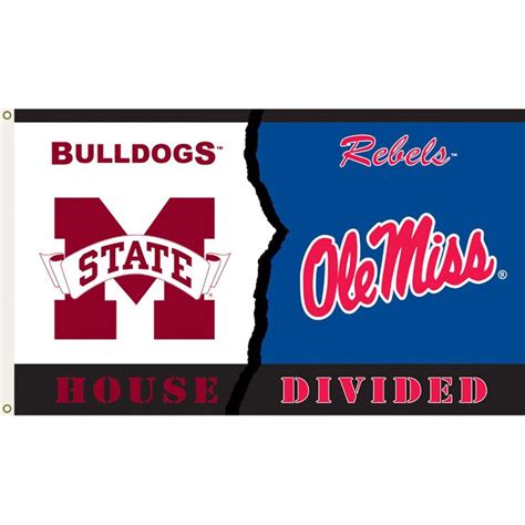 Mississippi State vs. Ole Miss 3ft x 5ft Team Flag - House Divided Rivalry Design | House ...