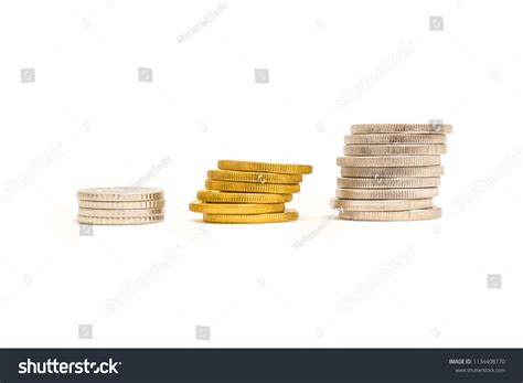 Silver Gold Coins Stacks Isolated On Stock Photo 1134408770 | Shutterstock