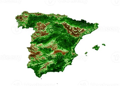 Spain Topographic Map 3d realistic map Color 3d illustration 37302100 PNG