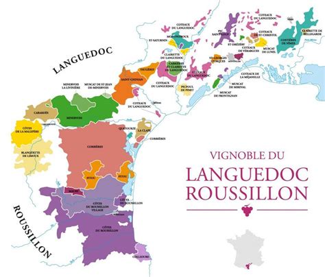 Map of the Languedoc-Rousillon Wine Region in France | France wine, Wine map, Languedoc