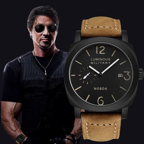 NOBDA Fashion Brand Leather Strap Casual Men Watches Brown Army ...