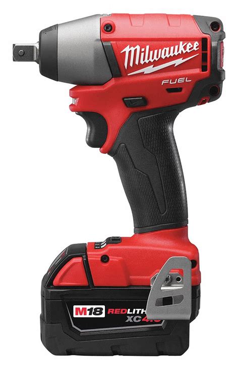 MILWAUKEE 1/2" Cordless Impact Wrench Kit, 18.0 Voltage, 220 ft.-lb. Max. Torque, Battery ...