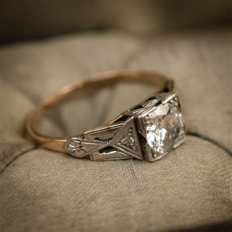 Stunning!! Vintage Geometric Art Deco Diamond Engagement Ring – Fetheray